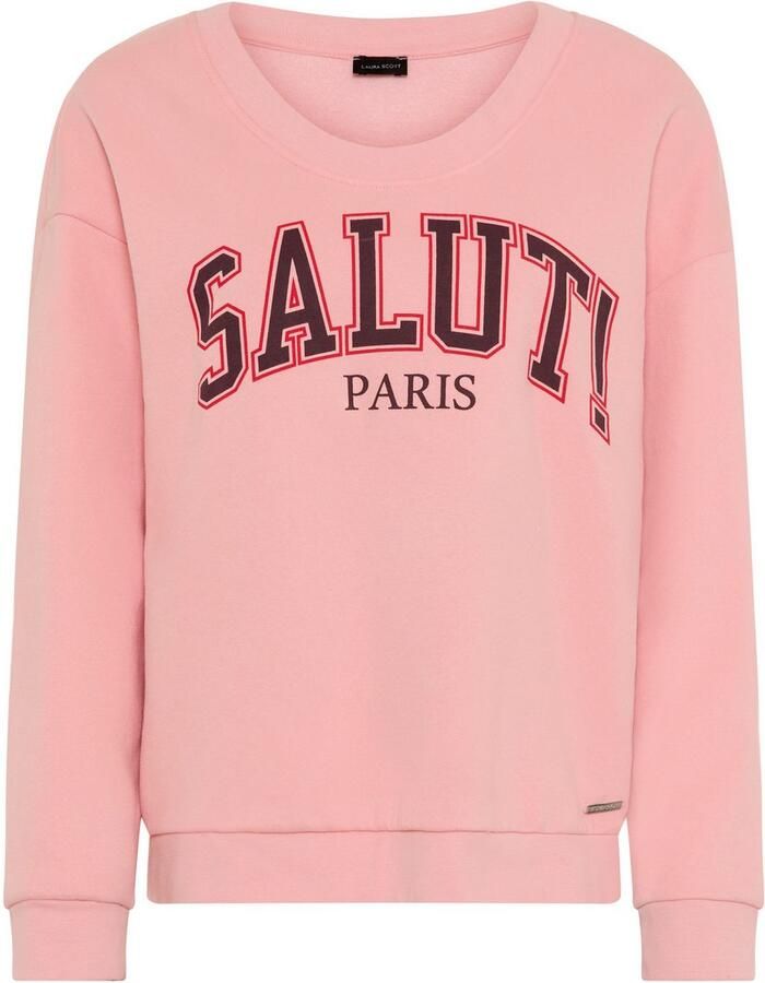 Laura Scott Sweatshirt Geruwde sweatstof met modieuze print en ronde hals