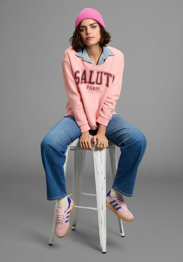 Laura Scott Sweatshirt Geruwde sweatstof met modieuze print en ronde hals - Foto 6