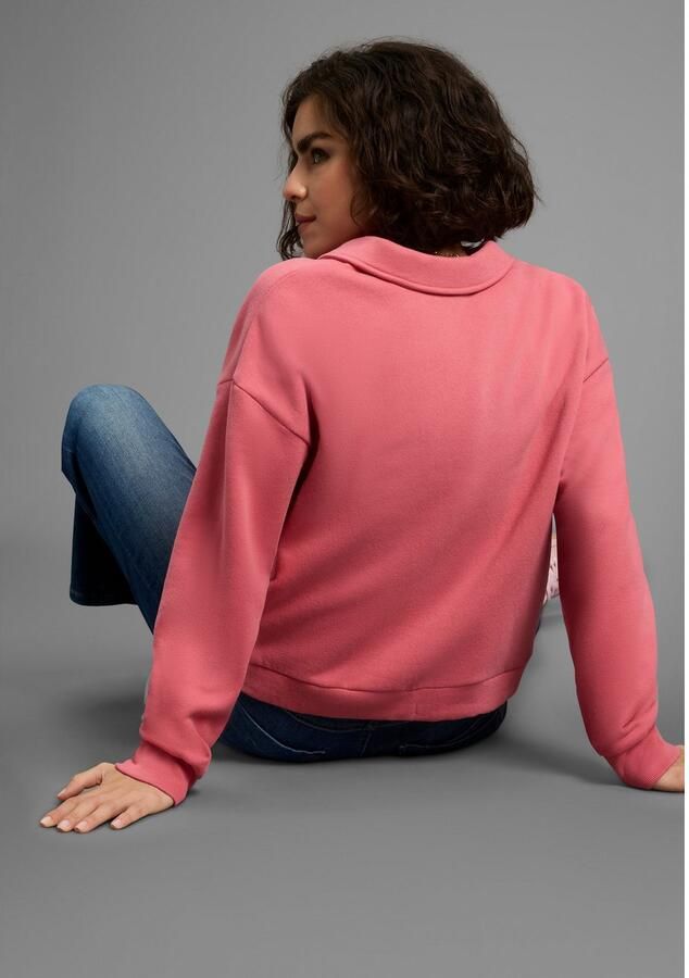 Laura Scott Sweatshirt Zachte katoenmix met V-hals en koord aan de zoom - Foto 4