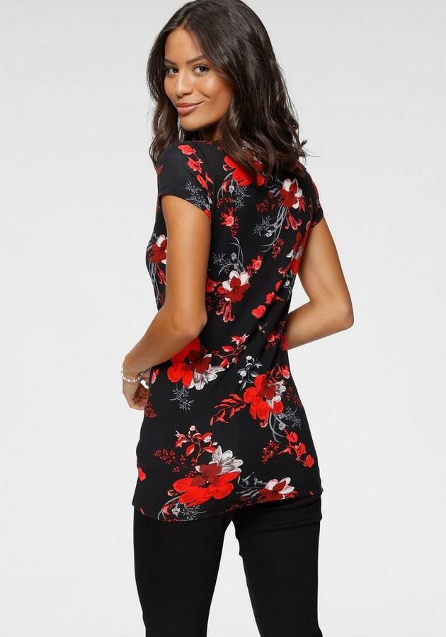 Laura Scott T-shirt figuurvolgend diepe v-hals elastisch materiaal - Foto 4