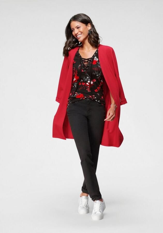 Laura Scott T-shirt figuurvolgend diepe v-hals elastisch materiaal - Foto 5