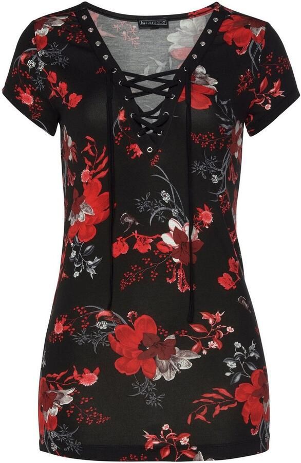 Laura Scott T-shirt figuurvolgend diepe v-hals elastisch materiaal - Foto 6