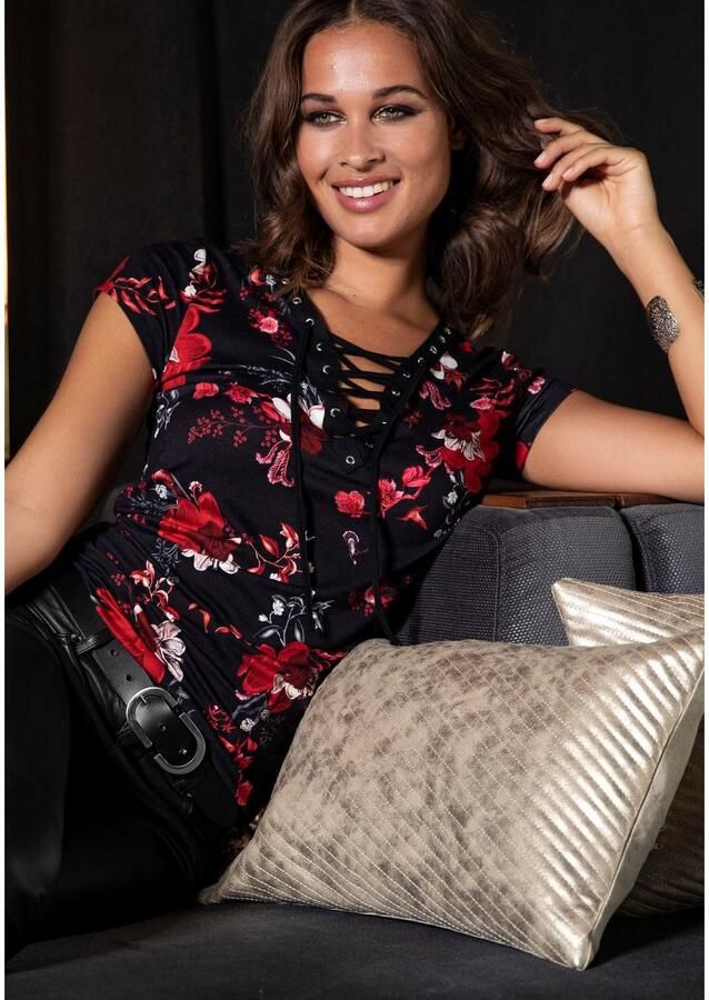 Laura Scott T-shirt figuurvolgend diepe v-hals elastisch materiaal - Foto 2