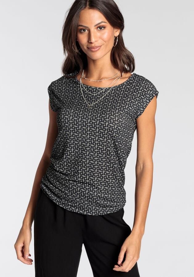 Laura Scott T-shirt figuurvolgende pasvorm gedessineerd ronde hals - Foto 6