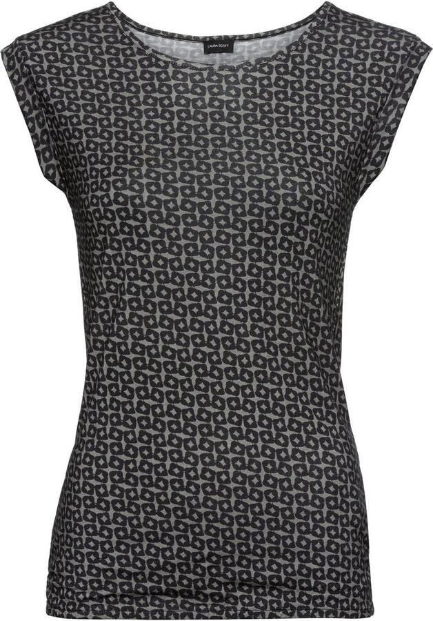 Laura Scott T-shirt figuurvolgende pasvorm gedessineerd ronde hals - Foto 5