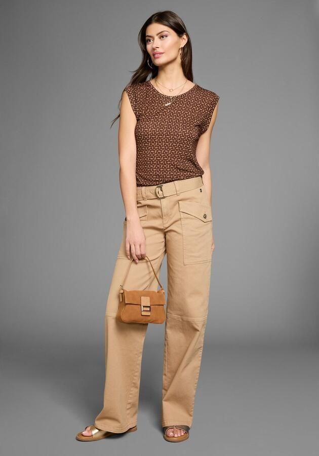 Laura Scott T-shirt figuurvolgende pasvorm gedessineerd ronde hals - Foto 4