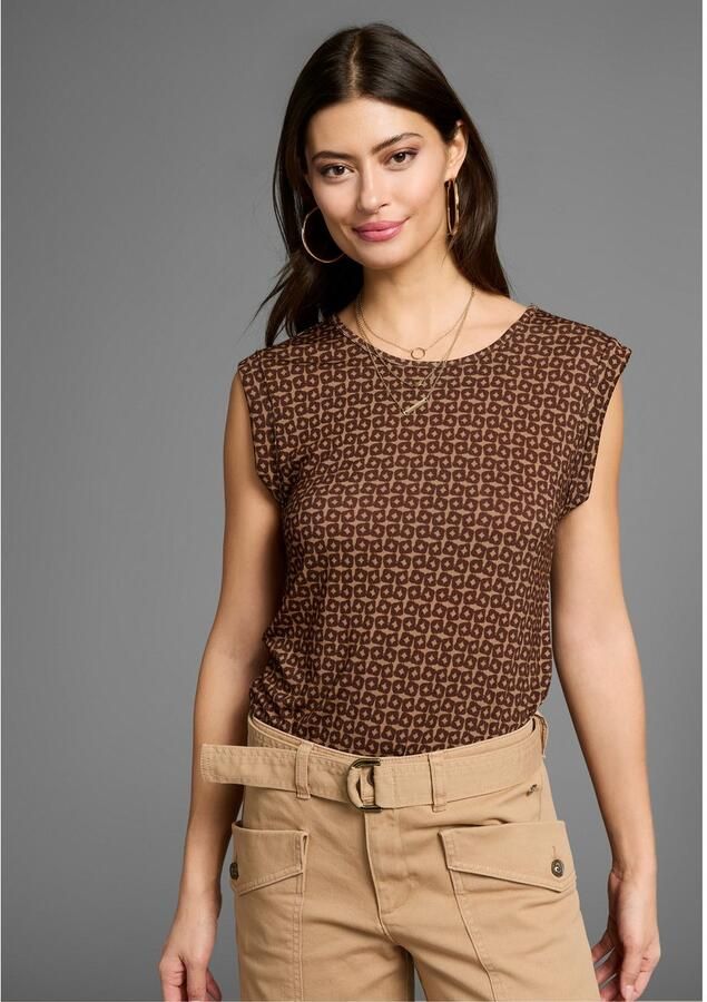 Laura Scott T-shirt figuurvolgende pasvorm gedessineerd ronde hals - Foto 2