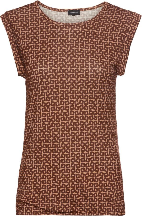 Laura Scott T-shirt figuurvolgende pasvorm gedessineerd ronde hals - Foto 5
