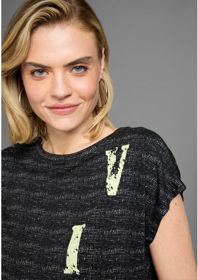 Laura Scott T-shirt in bijzondere melange-look met opschrift - Foto 2