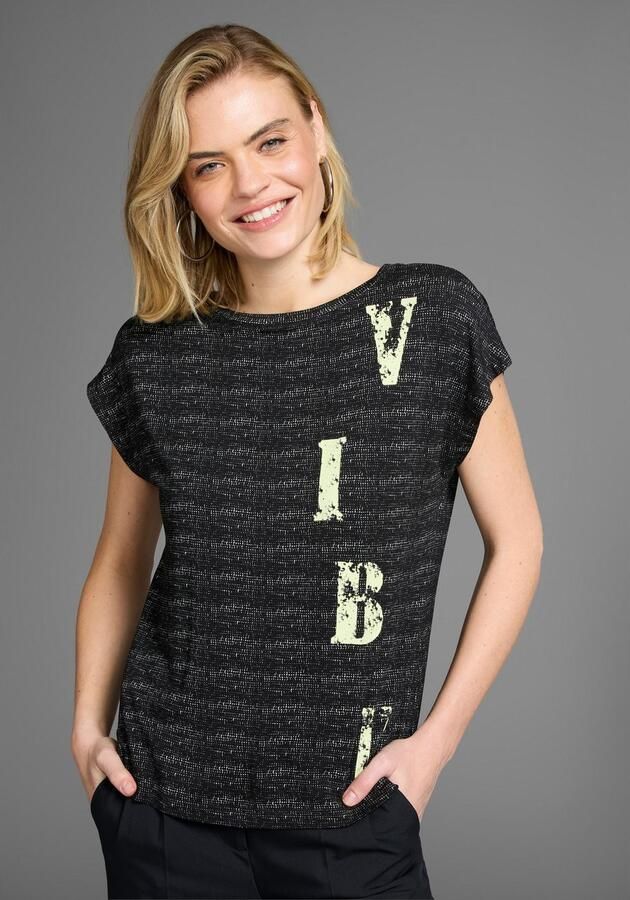 Laura Scott T-shirt in bijzondere melange-look met opschrift - Foto 5