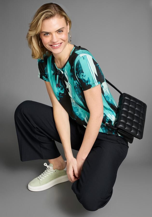 Laura Scott T-shirt met all-over print in waterval-look strikband - Foto 7