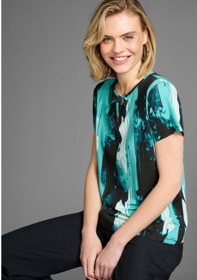 Laura Scott T-shirt met all-over print in waterval-look strikband - Foto 4