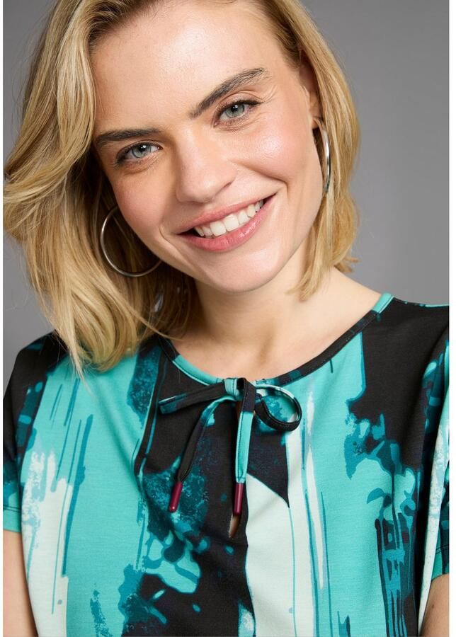 Laura Scott T-shirt met all-over print in waterval-look strikband - Foto 3