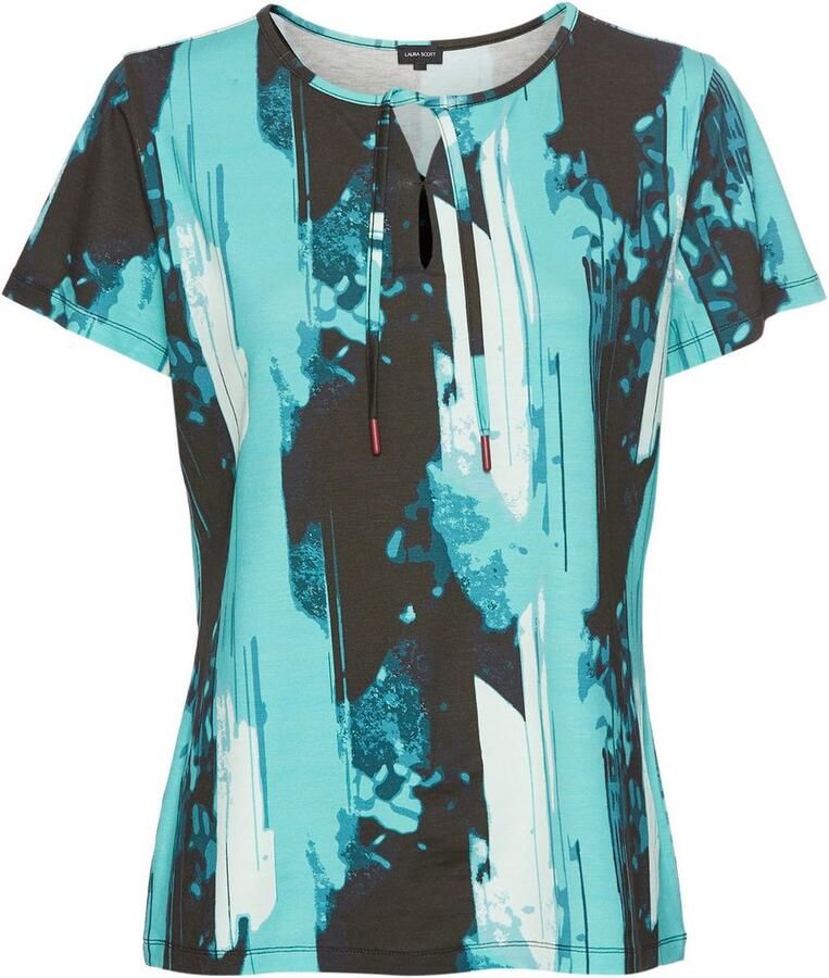 Laura Scott T-shirt met all-over print in waterval-look strikband - Foto 2