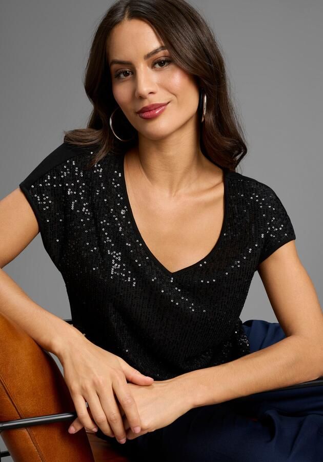 Laura Scott T-shirt met glanzende pailletten nieuwe collectie - Foto 6