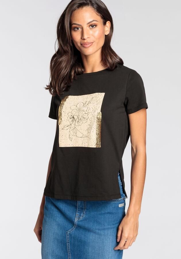 Laura Scott T-shirt met goudkleurige print - Foto 6