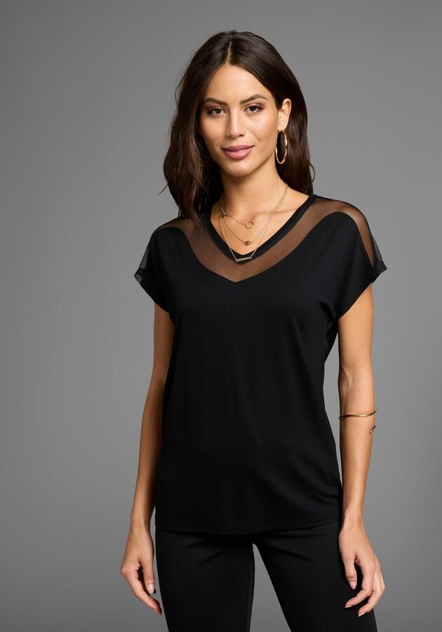 Laura Scott T-shirt met mesh-inzet - Foto 6