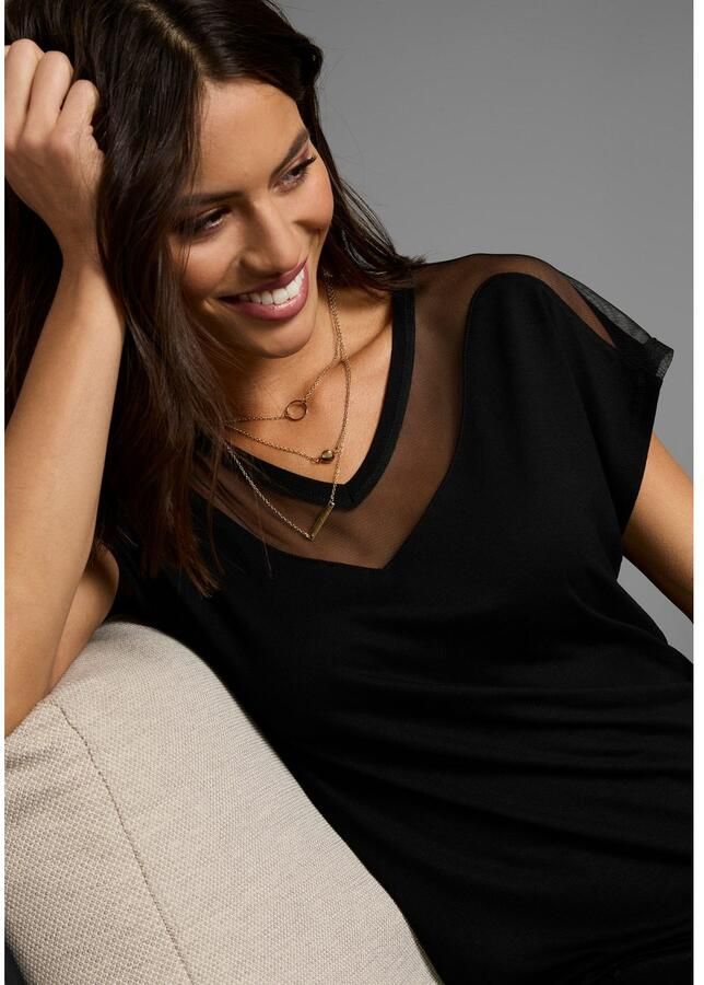 Laura Scott T-shirt met mesh-inzet - Foto 2