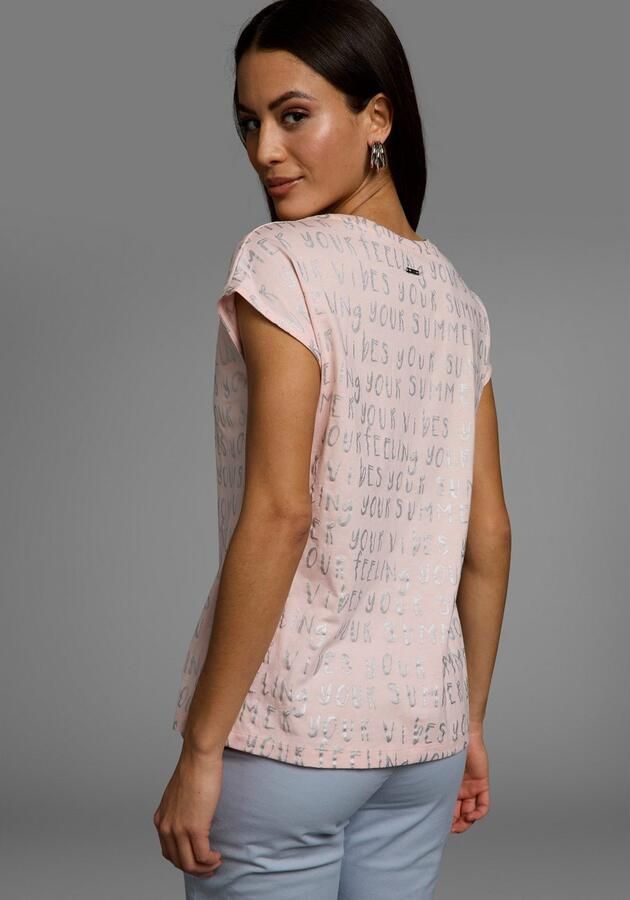 Laura Scott T-shirt met zomerse zilverkleurige lettering-print - Foto 3