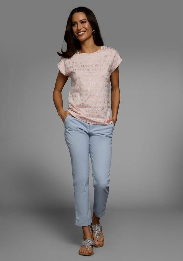 Laura Scott T-shirt met zomerse zilverkleurige lettering-print - Foto 4