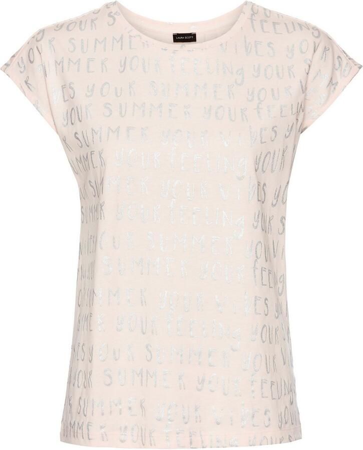 Laura Scott T-shirt met zomerse zilverkleurige lettering-print