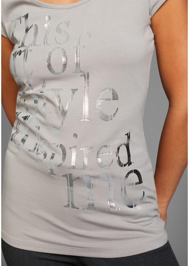 Laura Scott T-shirt zeer figuurvolgend met frisse print ronde hals voor vrije tijd