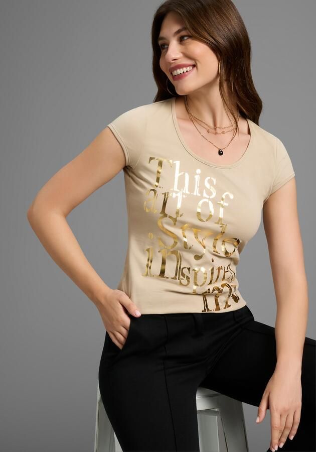 Laura Scott T-shirt zeer figuurvolgend met frisse print ronde hals voor vrije tijd - Foto 3