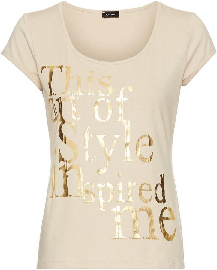 Laura Scott T-shirt zeer figuurvolgend met frisse print ronde hals voor vrije tijd