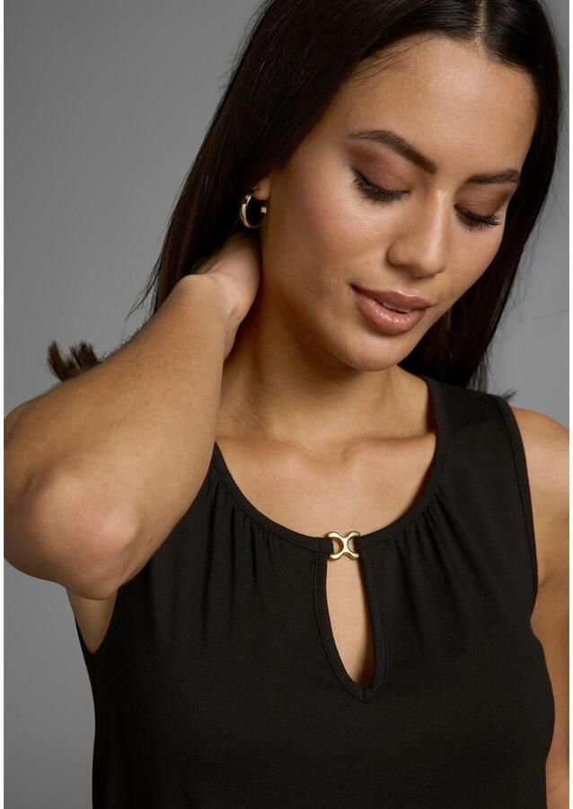 Laura Scott Tanktop met subtiele rimpelingen bij de ronde hals