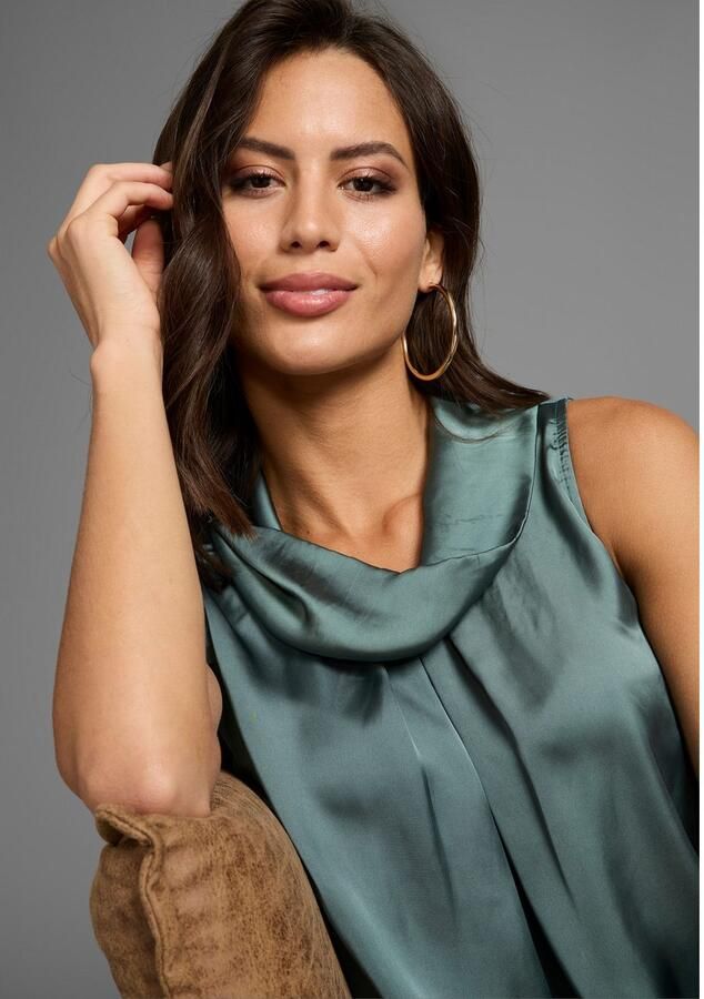 Laura Scott Top van satijn en jersey