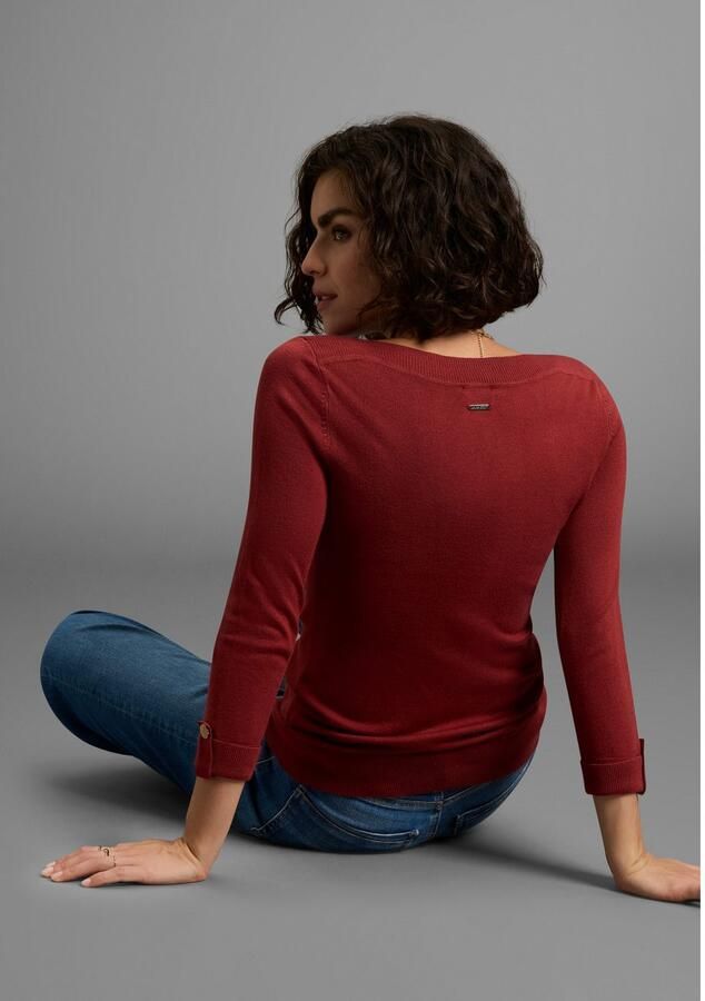 Laura Scott Trui met 3 4 mouwen lichte overgangstrui met knoopdetail - Foto 3