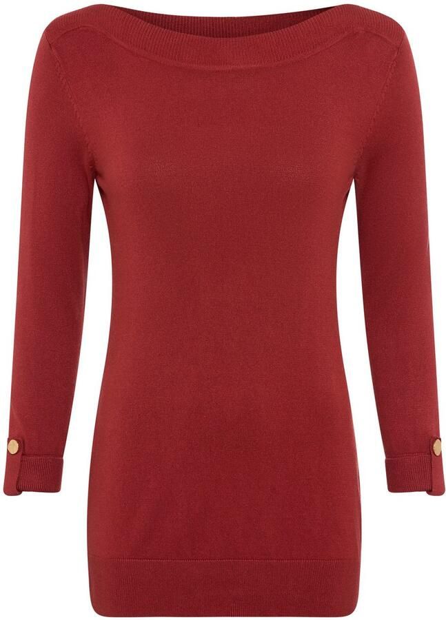 Laura Scott Trui met 3 4 mouwen lichte overgangstrui met knoopdetail