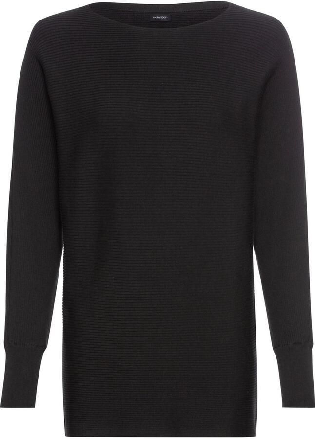 Laura Scott Trui met ronde hals in oversized vorm met ribstructuur