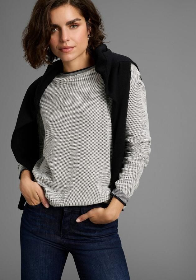 Laura Scott Trui met ronde hals licht fijn breisel met wafelpatroon en subtiele rolranden - Foto 3