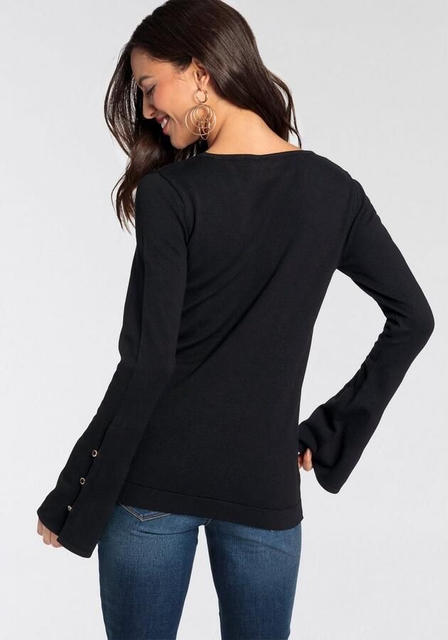 Laura Scott Trui met ronde hals met elegante mouwen met knoopdetails - Foto 5