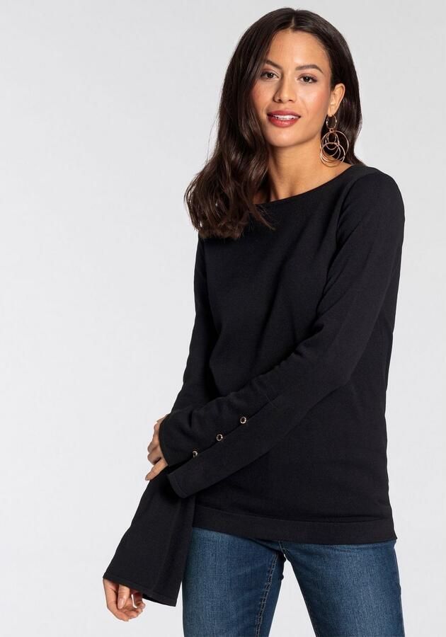 Laura Scott Trui met ronde hals met elegante mouwen met knoopdetails - Foto 6