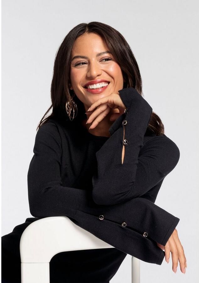 Laura Scott Trui met ronde hals met elegante mouwen met knoopdetails - Foto 4