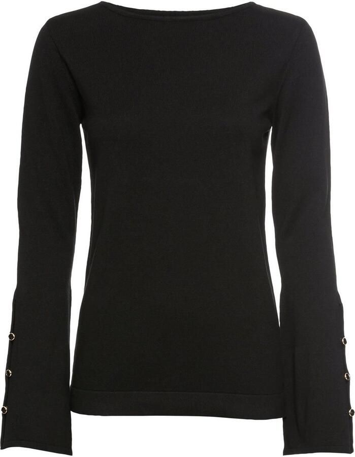 Laura Scott Trui met ronde hals met elegante mouwen met knoopdetails