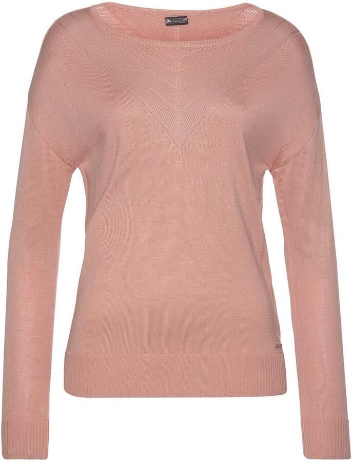 Laura Scott Trui met ronde hals met fijn ajourmotief