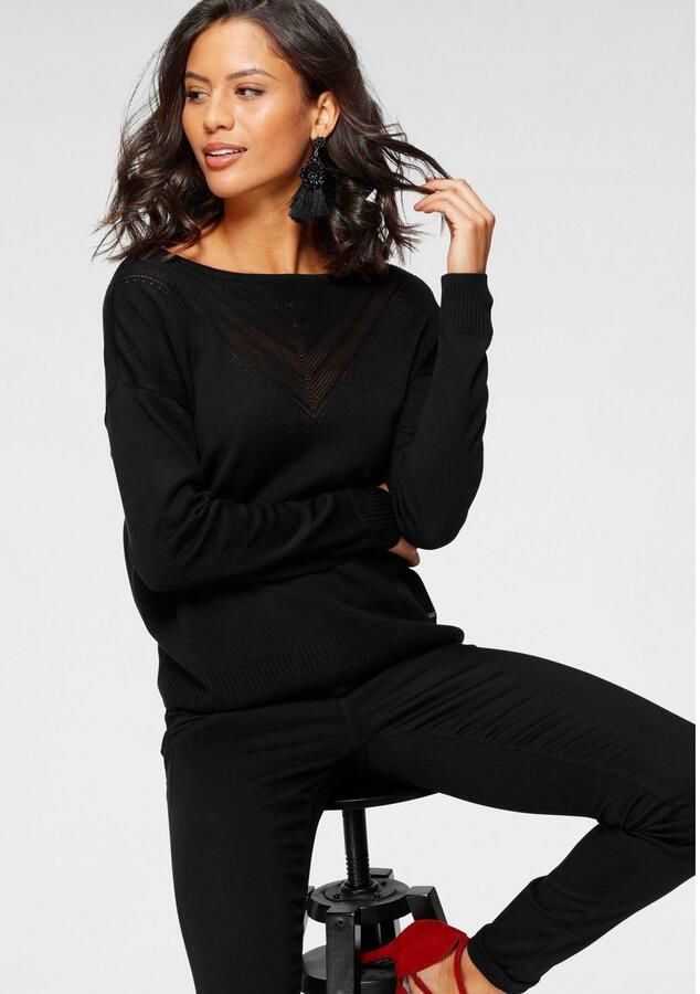 Laura Scott Trui met ronde hals met fijn ajourmotief - Foto 4