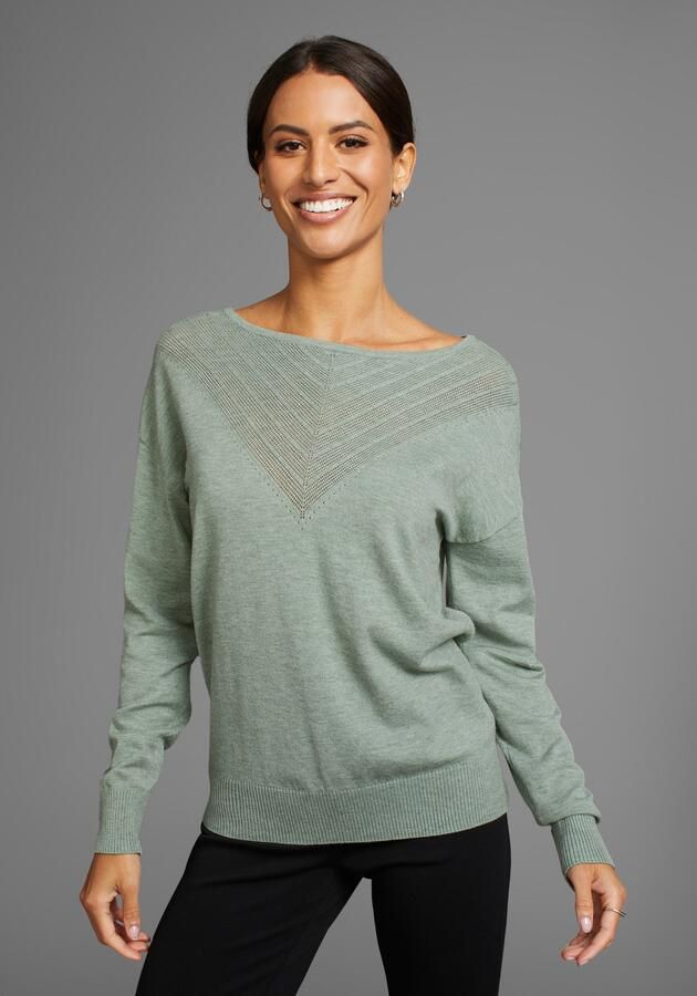 Laura Scott Trui met ronde hals met fijn ajourmotief - Foto 6