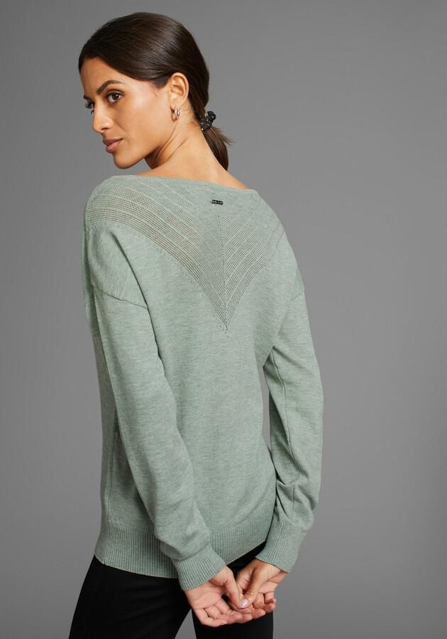 Laura Scott Trui met ronde hals met fijn ajourmotief - Foto 3