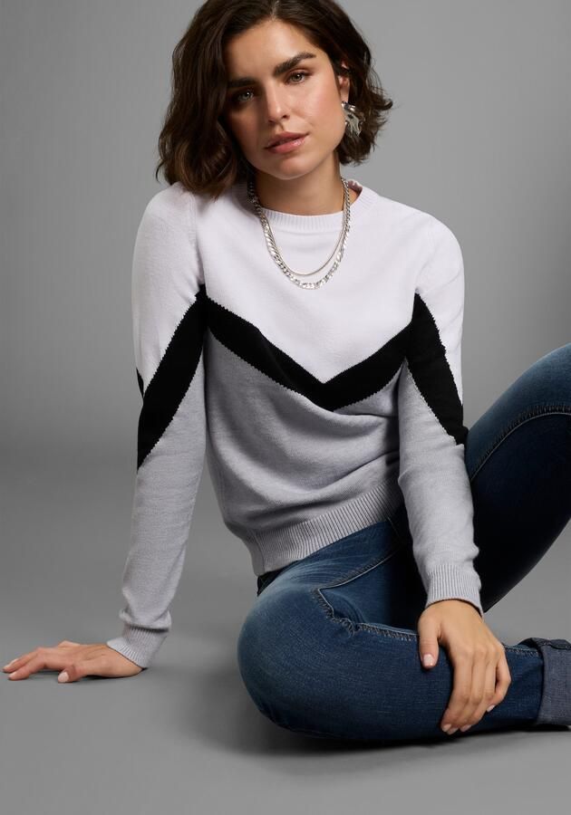 Laura Scott Trui met ronde hals Overgangstrui met casual streepjespatroon - Foto 7