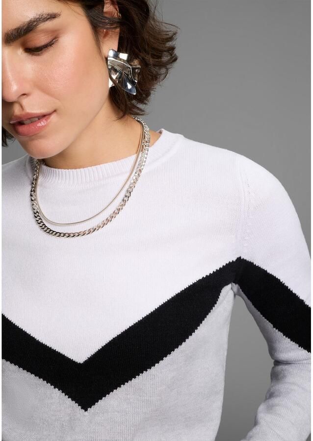 Laura Scott Trui met ronde hals Overgangstrui met casual streepjespatroon - Foto 3