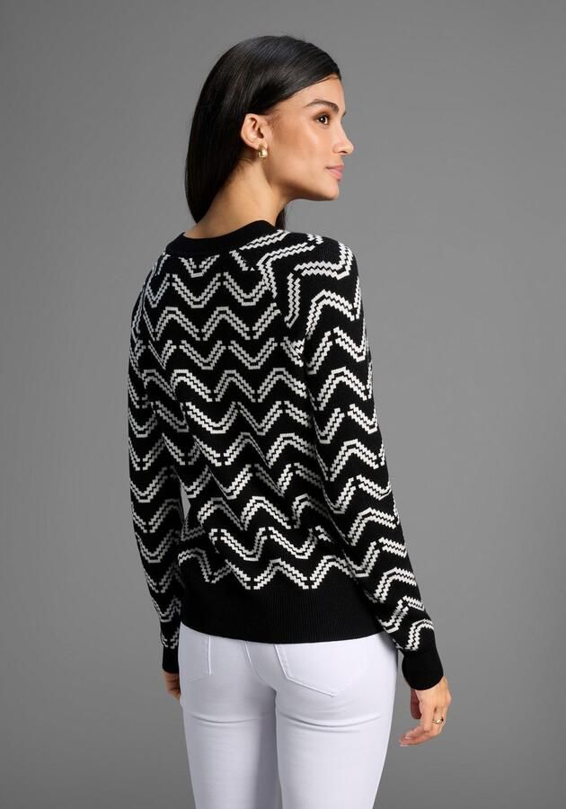 Laura Scott Trui met ronde hals zacht breisel met jaquardpatroon en knopen nieuwe collectie - Foto 3