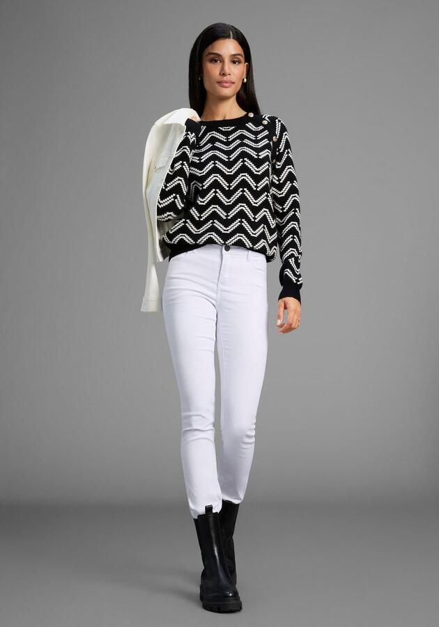 Laura Scott Trui met ronde hals zacht breisel met jaquardpatroon en knopen nieuwe collectie - Foto 4