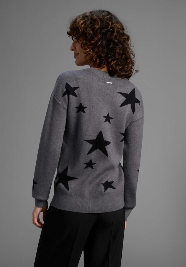 Laura Scott Trui met ronde hals zacht winterbreisel met sterrenpatroon nieuwe collectie - Foto 4