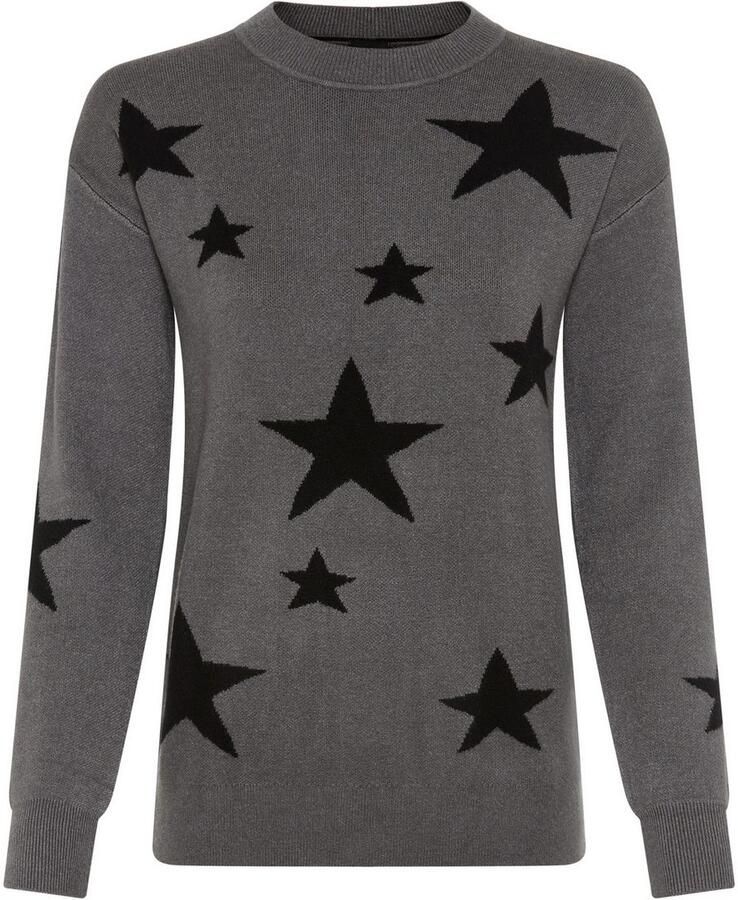 Laura Scott Trui met ronde hals zacht winterbreisel met sterrenpatroon nieuwe collectie