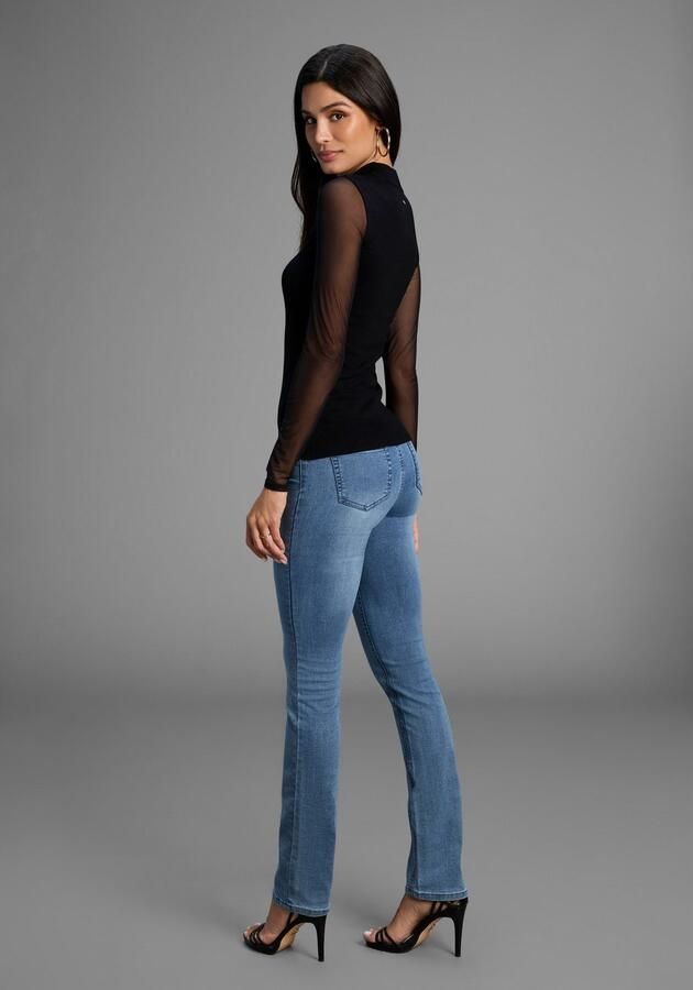 Laura Scott Trui met staande kraag Fijn gebreide trui in nauwsluitende pasvorm met mesh NIEUWE COLLECTIE - Foto 5