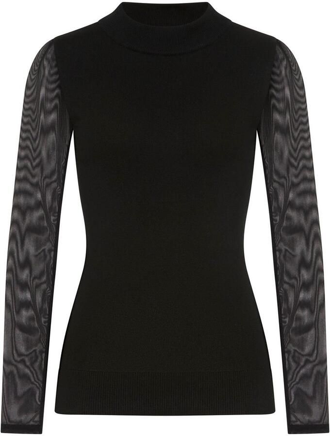 Laura Scott Trui met staande kraag Fijn gebreide trui in nauwsluitende pasvorm met mesh NIEUWE COLLECTIE